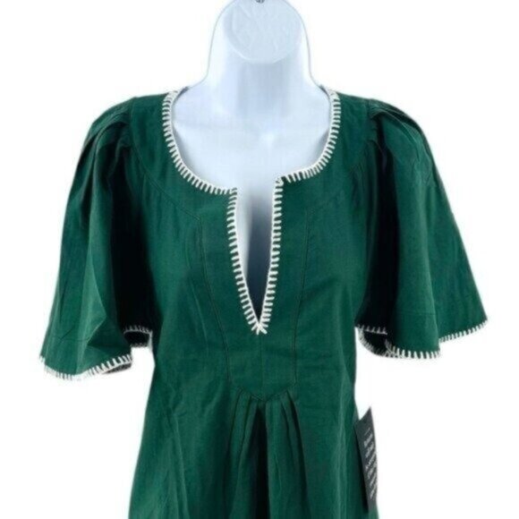 Pomander Place | NEW Green Stitch Finley Flutter Sleeve Mini Dress Size XS - Picture 6 of 12